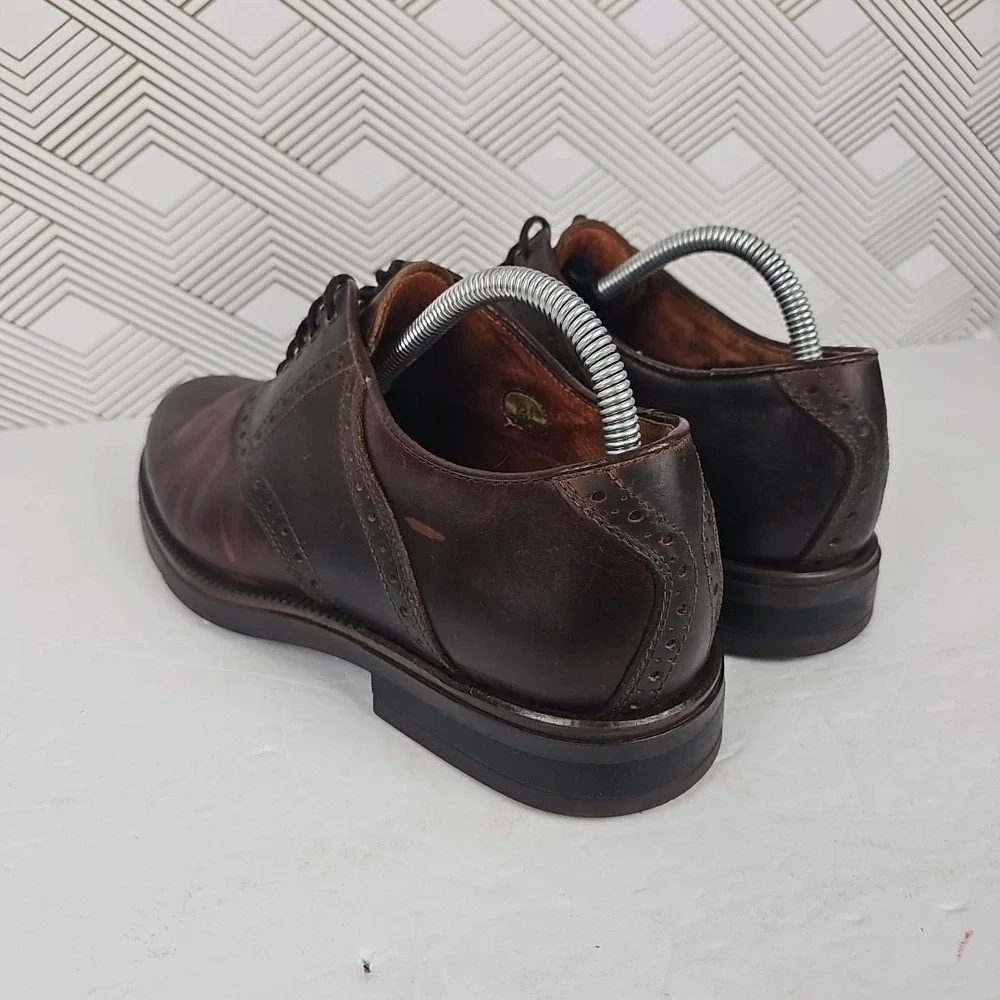 Johnston & Murphy Passport Men's 8M Shoes Saddle Oxford Brown Leather Italy Made